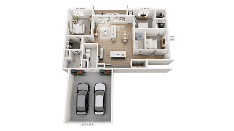 Floor plan for 3 beds, 2 baths, 1534 sqft
